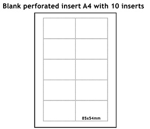 Foglio A4 perforato con 10 inserti per tasche di plastica